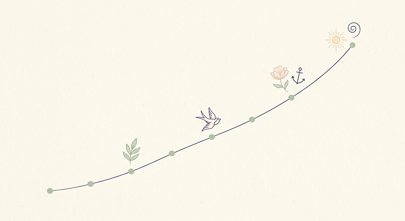 Ilustración minimalista de una curva ascendente con motivos de tatuaje, la nueva realidad: datos del Japón actual