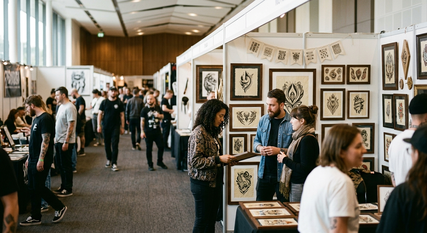 Convención internacional de arte del tatuaje con visitantes y diseños expuestos, eventos internacionales: el impacto del mundo